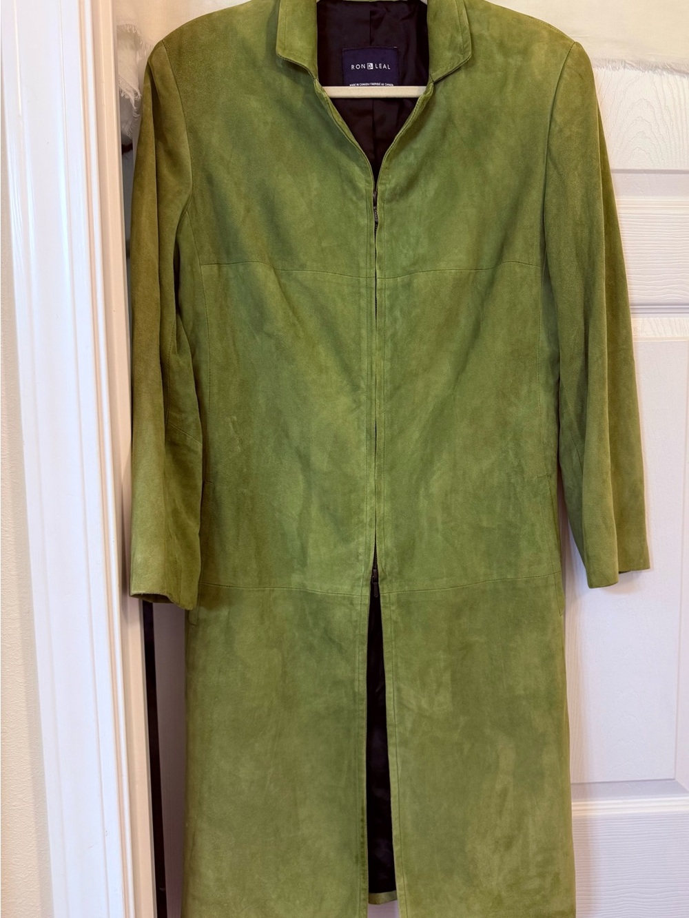 Ron Leal Olive Green 100% Leather Coat-Women’s Size 10